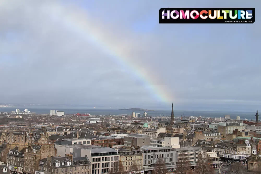 A rainbow over Edinburgh, Scotland. 