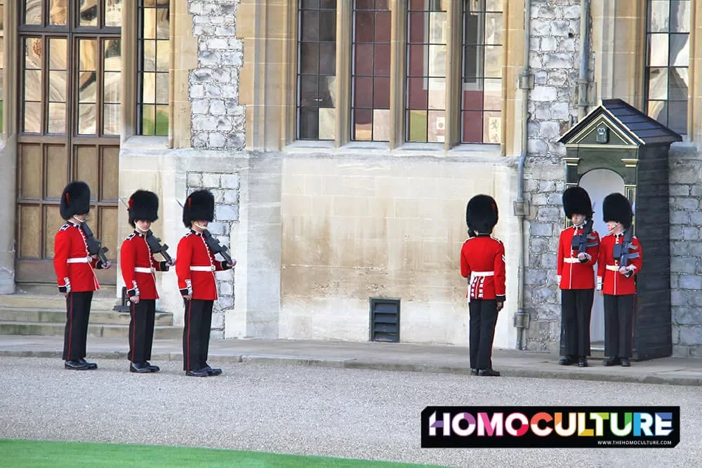 The changing of the guards at Windsor Castle. 
