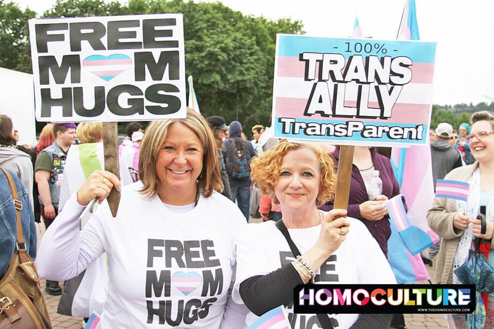 Trans allies at a transgender march to support transgender equality and rights.