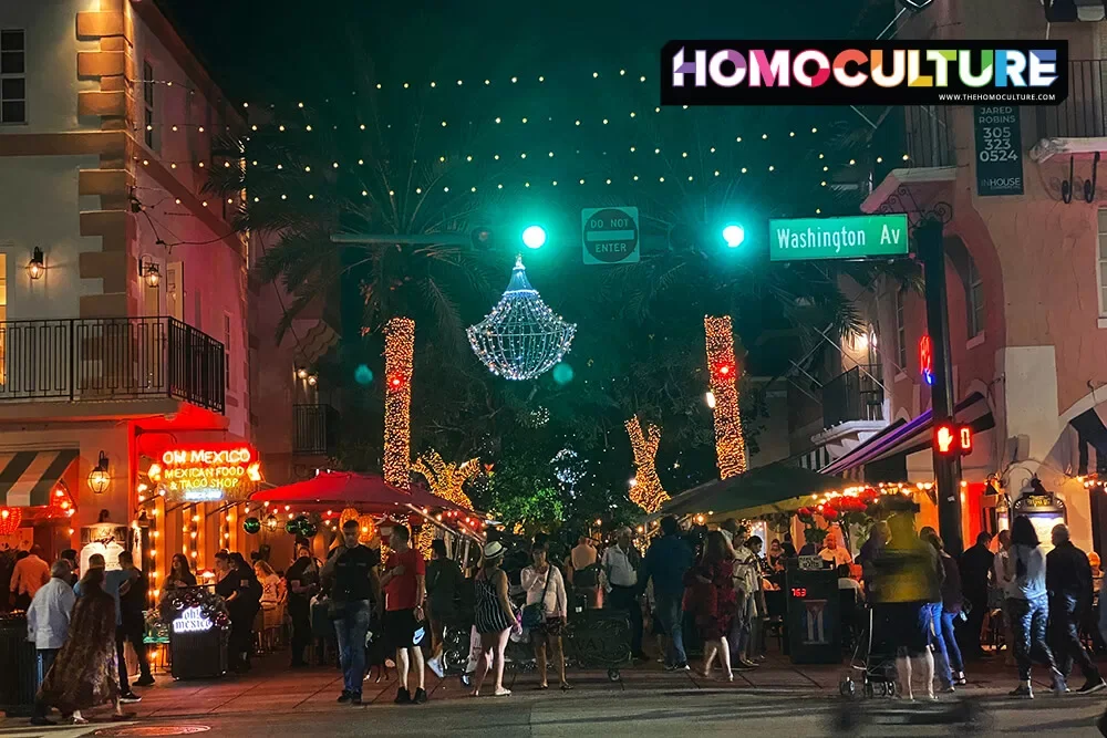 A lively nightlife in Miami Beach, Florida. 