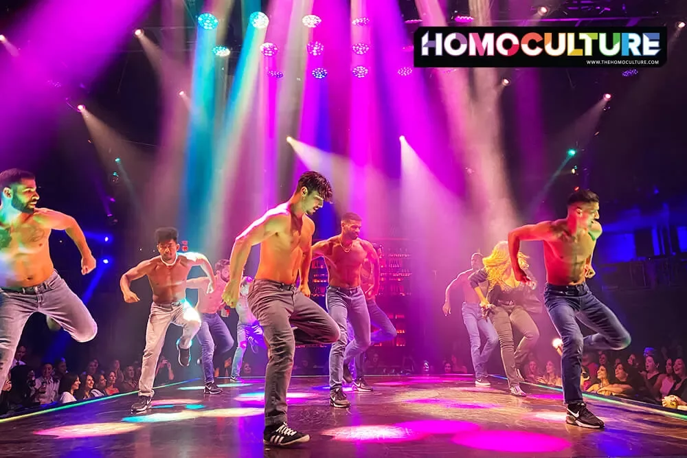 A group of hot dancers performing on stage at Channing Tatum's Magic Mike Live: The Tour, in Miami, Florida. 
