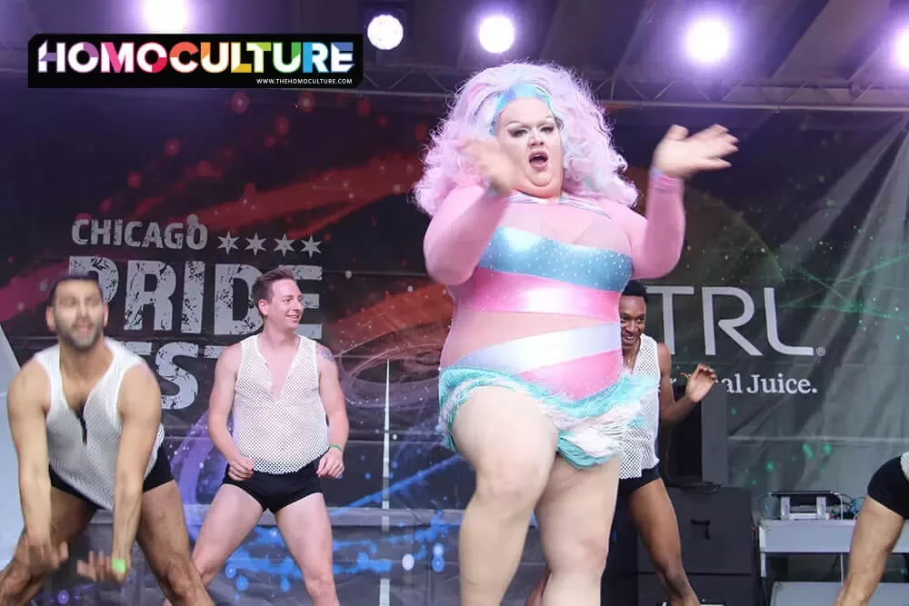 Eureka O'Hara performing on stage at Chicago Pride Fest 2023 in Chicago, Illinois.