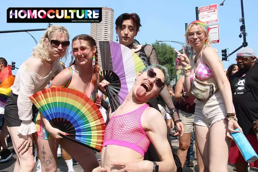 A group of friends showing their Pride at Chicago Pride Fest 2023.