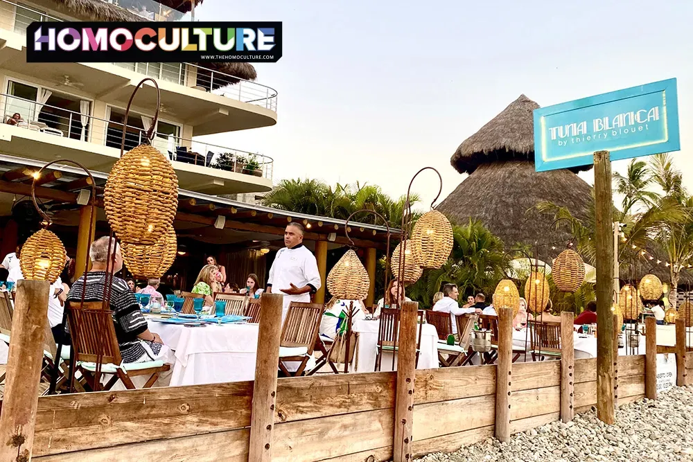 Dining tables along the beach at Tuna Blana in Punta De Mita, Mexico. 