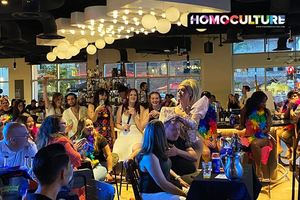 A drag show at Denver Milk Market during Denver Pride 2023.