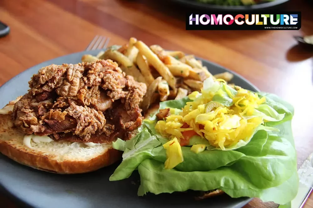 A pulled pork sandwich at Big Jones restaurant in Andersonville area of Chicago, Illinois.