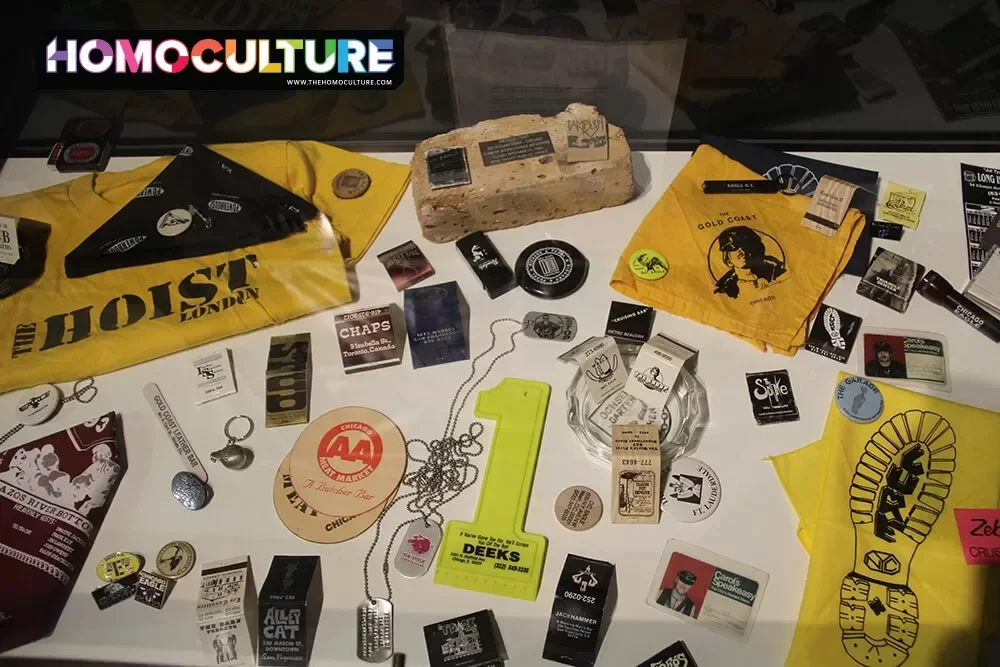 Gay culture memorabilia on display at the Leather Archives and Museum in Chicago, Illinois.