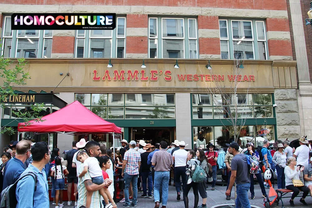 Crowds line up to buy outfits and accessories atLammle's Western Wear in downtown Calgary during the 2023 Calgary Stampede. 