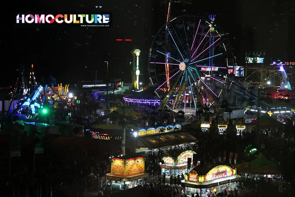 Amusement rides at the 2023 Calgary Stampede.