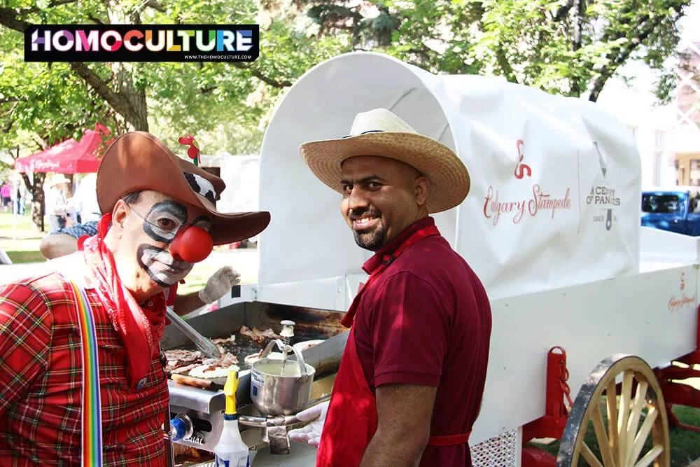 The traditional community pancake breakfast during the 2023 Calgary Stampede. 