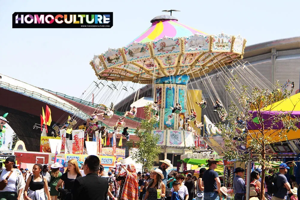 Amusement rides at the 2023 Calgary Stampede.