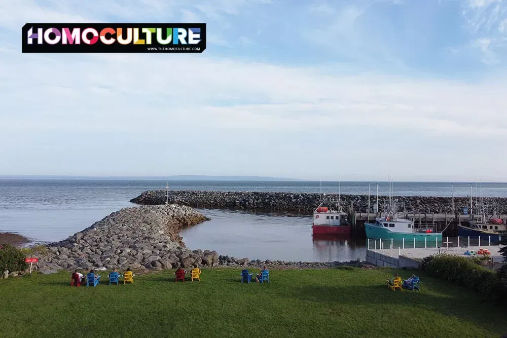 Fishing boats at low tide in Alma, New Brunswick. 