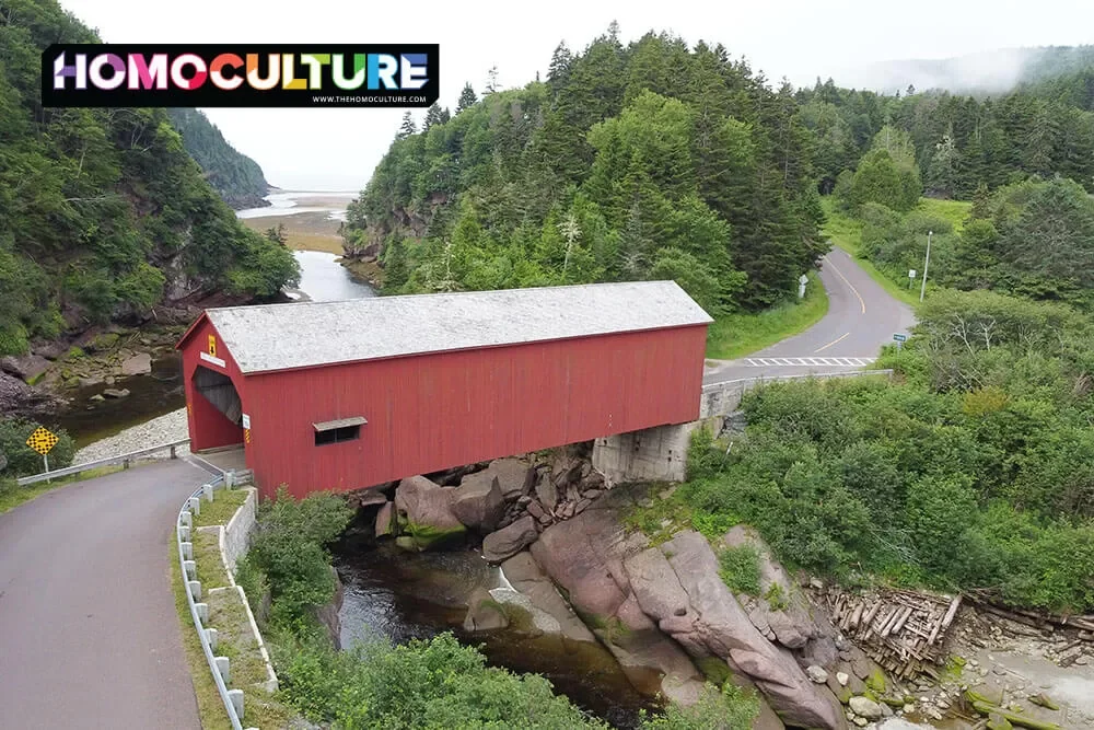 Wolfe Point Covered Bridge in Fundy National Park near Alma, New Brunswick. 