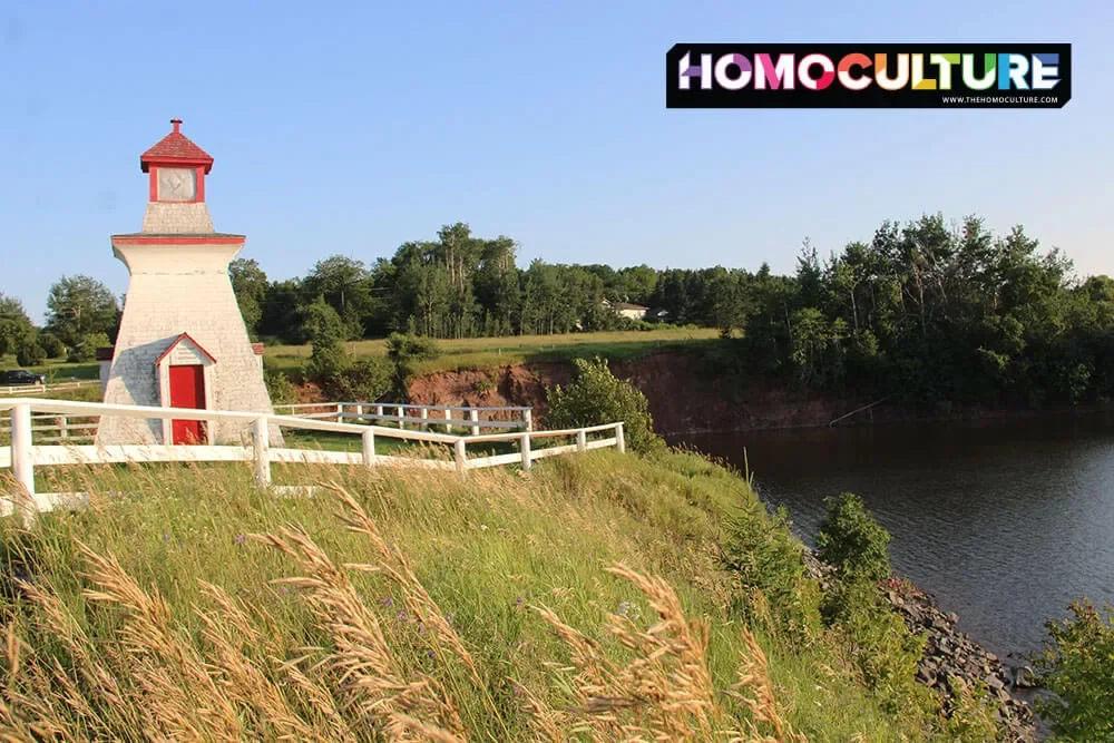 The Anderson Hollow Lighthouse in the late evening summer sun, near Mary's Point in New Brunswick, Canada. 