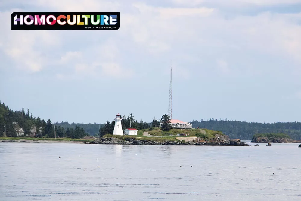 A lighthouse on an island in the Bay of Fundy near St Andrews by the Sea. 