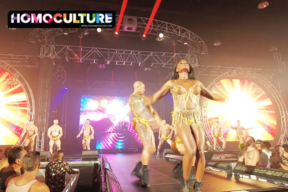 A performer on stage at the Fluidity party during White Party Palm Springs 2023. 