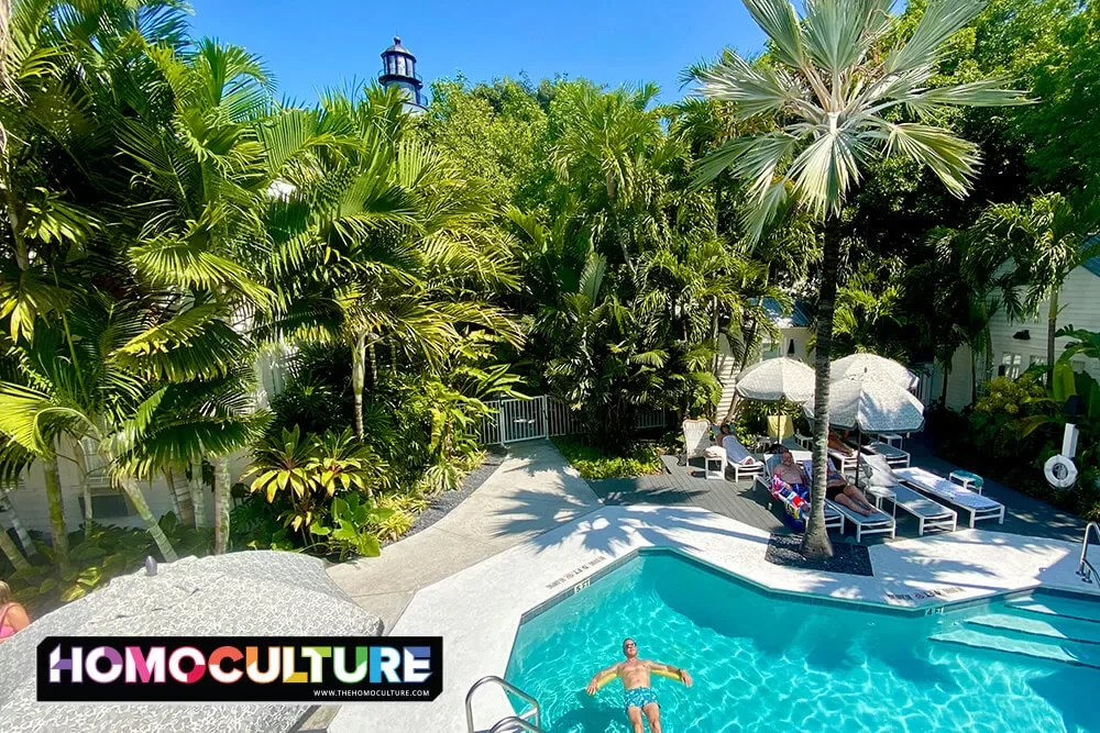 The courtyard pool at the Lighthouse Hotel by Kimpton in Key West, Florida.