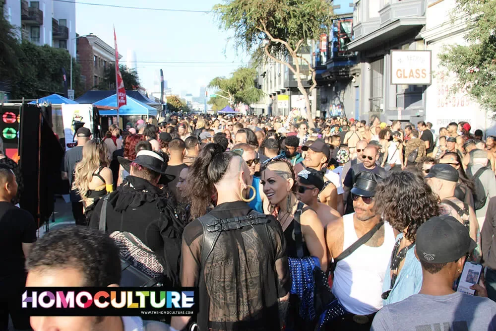 Massive crowds on the street during Folsom Street Fair 2022 in San Francisco. 