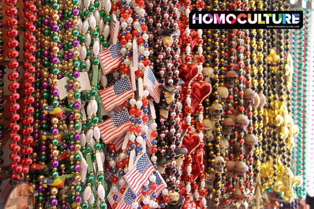 Beads hanging, ready to be tossed, in New Orleans. 