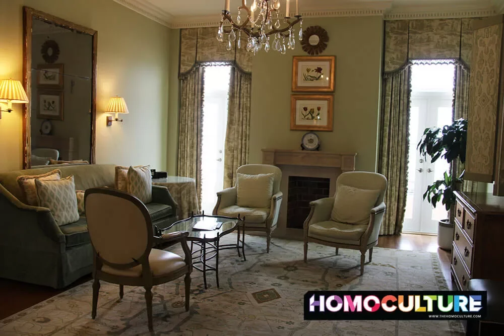A sitting room in a luxury suite in the Hotel Monteleone in New Orleans.