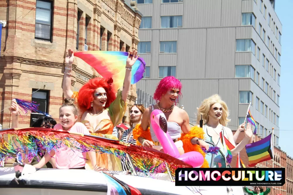 A group of local drag queens in the 2022 Pride PEI parade. 