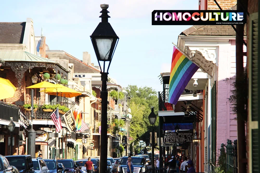 A New Orleans small business proudly flying a Pride flag during Souther Decadence 2023. 
