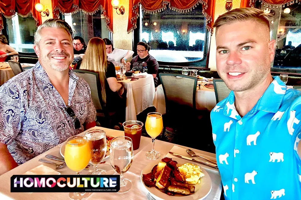 Friends enjoying brunch aboard the Creole Queen in New Orleans.