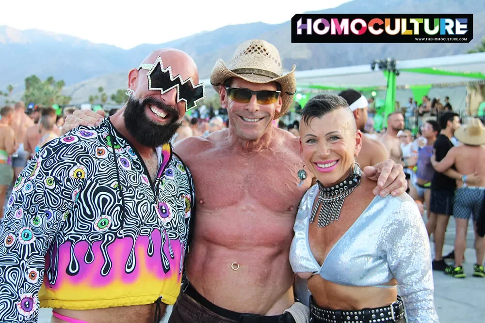 Group of friends at White Party Palm Springs 2023. 