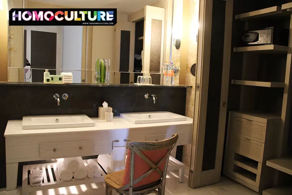 A double-vanity in a guest room at Vidanta Resort in Nayarit, Mexico. 