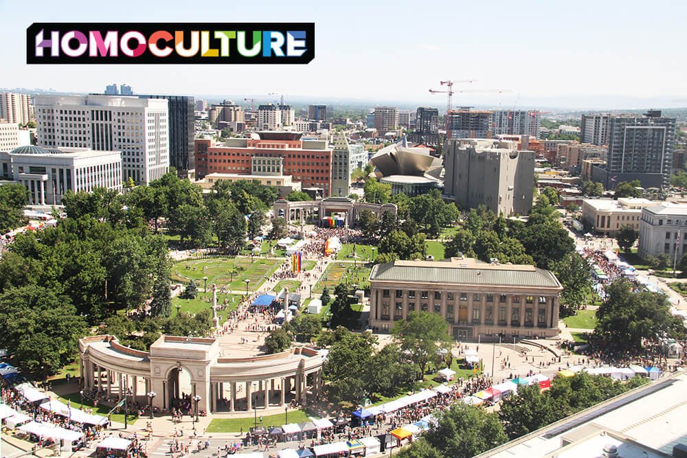 An aerial view of Denver PrideFest 2023 in Denver, Colorado. 
