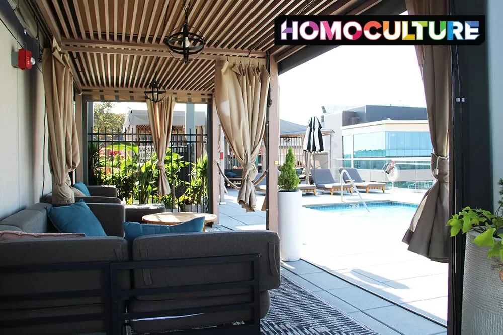A private poolside cabana at the Halcyon, a Hotel in Cherry Creek, in Denver, Colorado. 