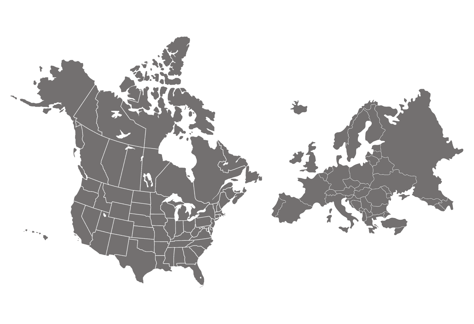 map of North America and Europe